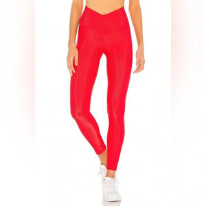 Beach Riot sport leggings criss cross ribbed cherry red  full length high waist